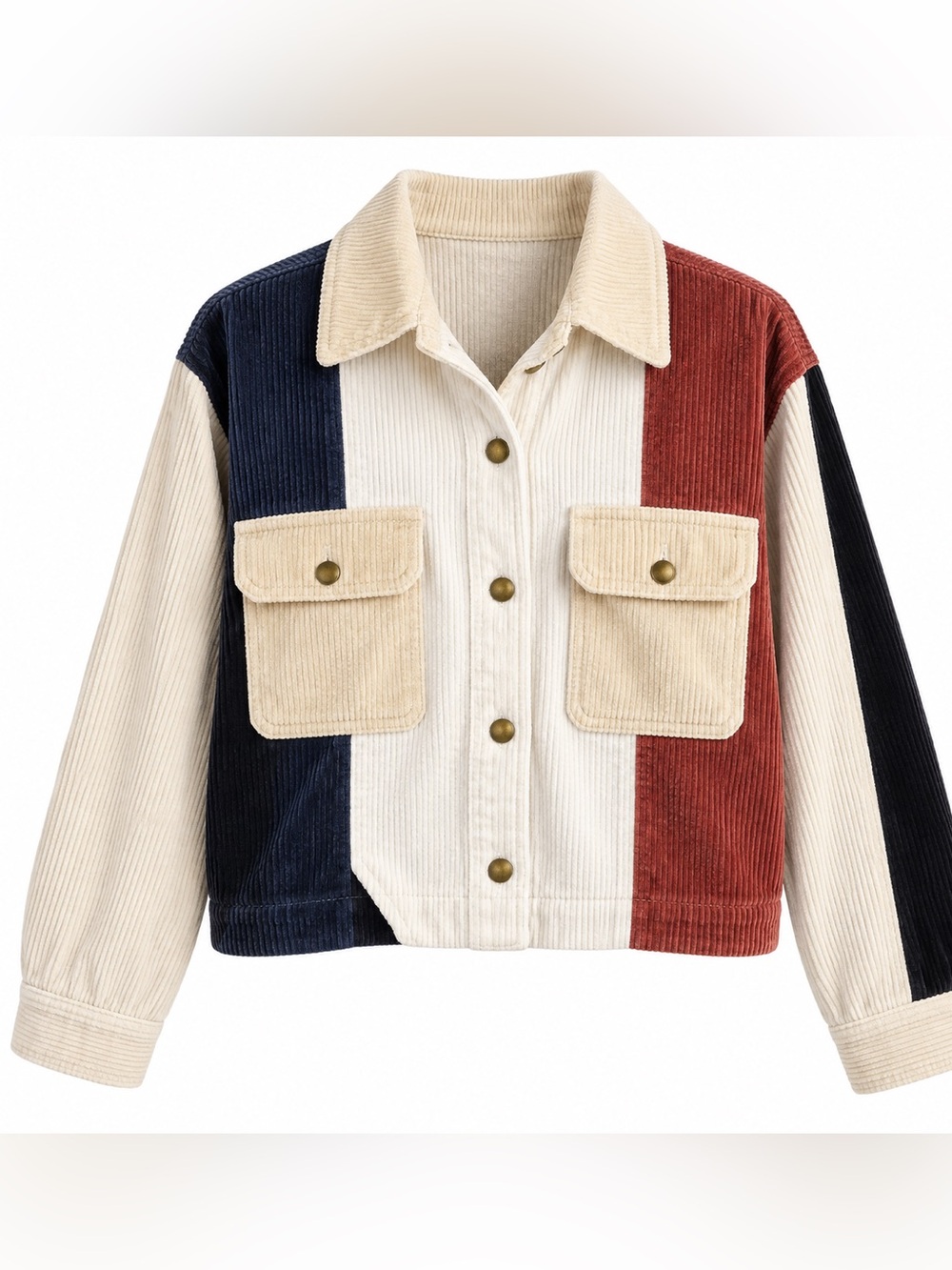 BDG Urban Outfitters Colorblock Corduroy Cropped Shacket Jacket S